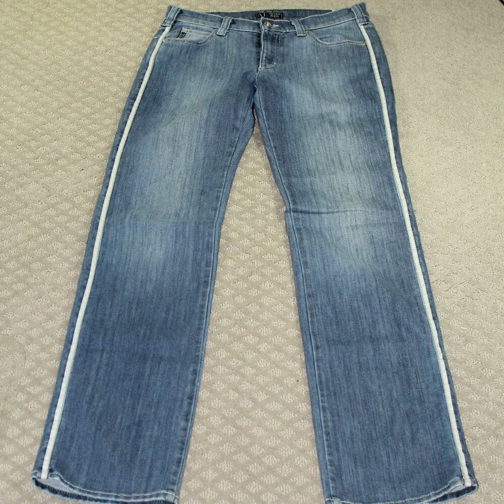 Vintage AJ Armani Jeans Women's Size 27 Light Blue With Side Stripes Blue Jeans